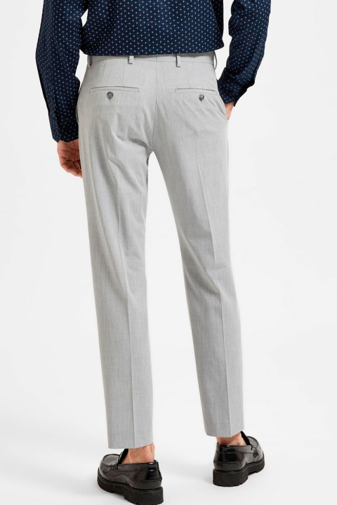 Selected Slim Liam Flex Trousers Light Grey Melange
