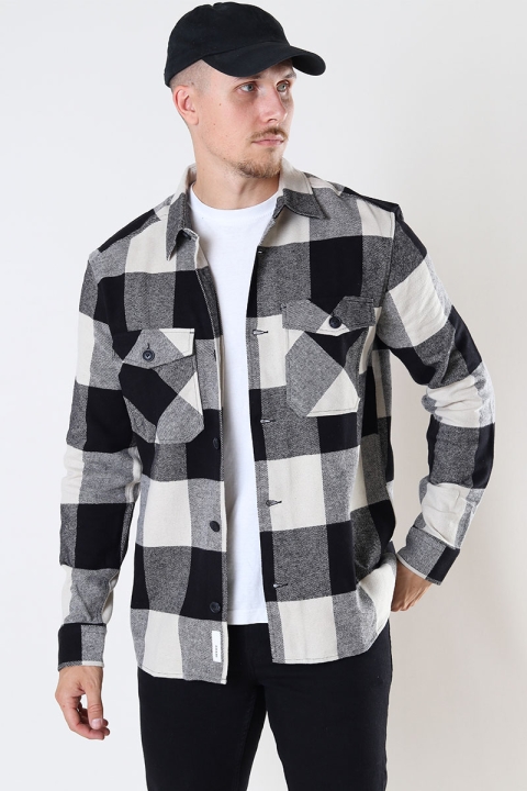 ONLY & SONS MILO LS CHECK OVERSHIRT Black