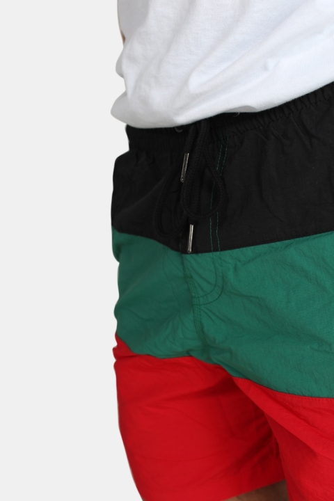 Urban Classics Color Block Badeshorts Firered/Black/Green