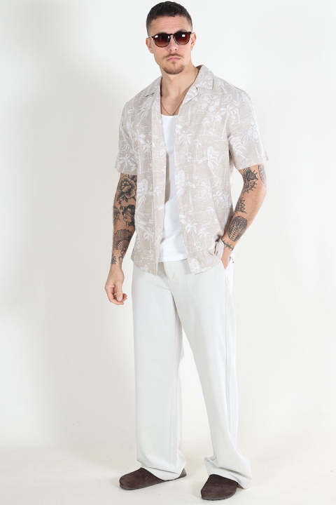 ONLY & SONS Caiden SS Regular Hawaii Linen Shirt Chinchilla