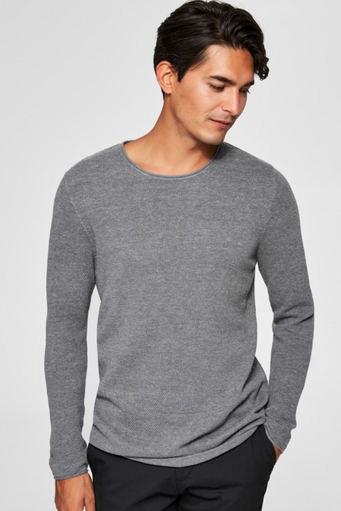 Selected Rocky Crew Neck Knit Medium Grey Melange