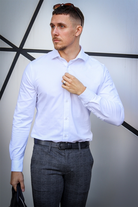 Clean Cut Copenhagen Clean Formal Stretch Shirt LS White