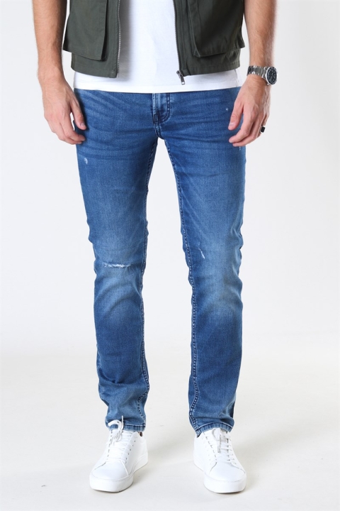 Only & Sons Loom Slim Zip Jeans Sweat Blue