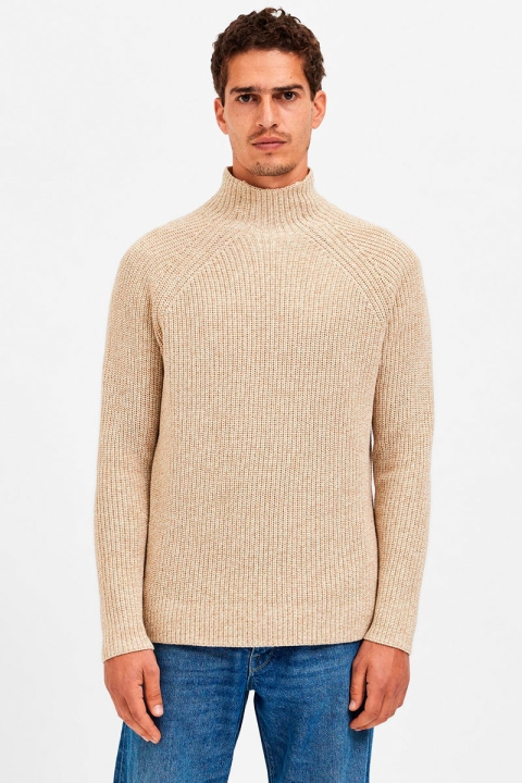 Selected SLHSORETT LS KNIT HIGH NECK W Cloud Cream Incense Twist