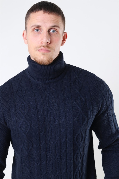 Only & Sons Rigge 3 Cable Roll Neck Dark Navy