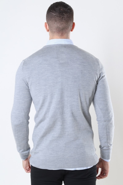 Clean Cut Copenhagen Merino Wool Crew Strik Light Grey Mel