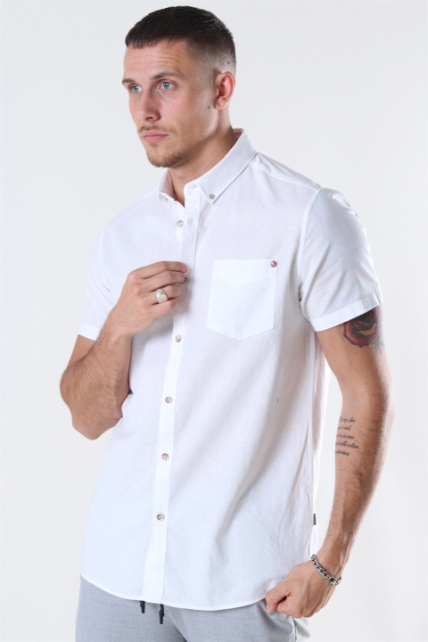 Solid Bill SS BD Lin Shirt White