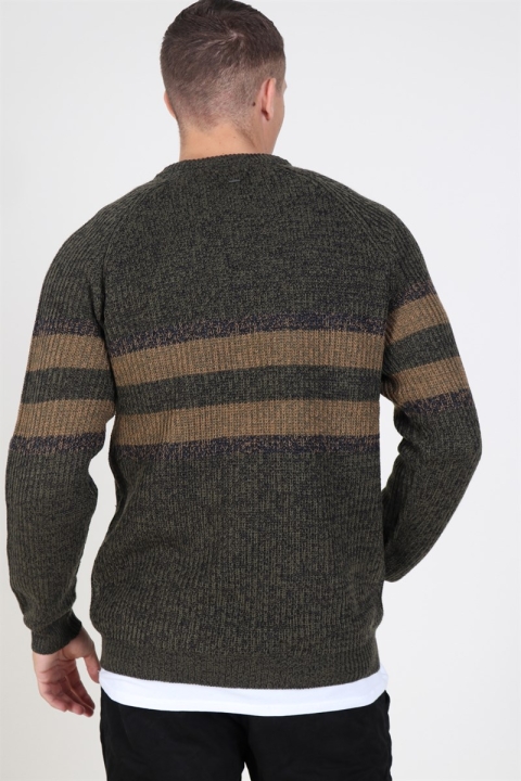 Only & Sons Cesco 5 Struc Stripe Knit Forest Night