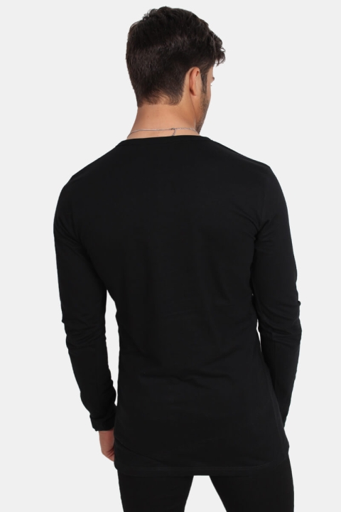Basic Brand Placket LS T-shirt Black