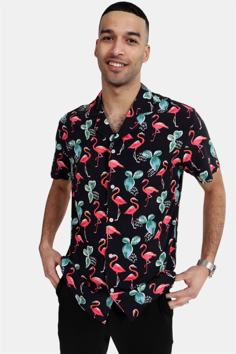 Clean Cut Cactus Bowling Shirt Black