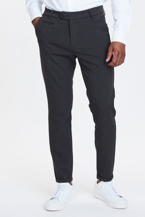 Les Deux Como Pinstripe Suit Pants Charcoal/Olive Green