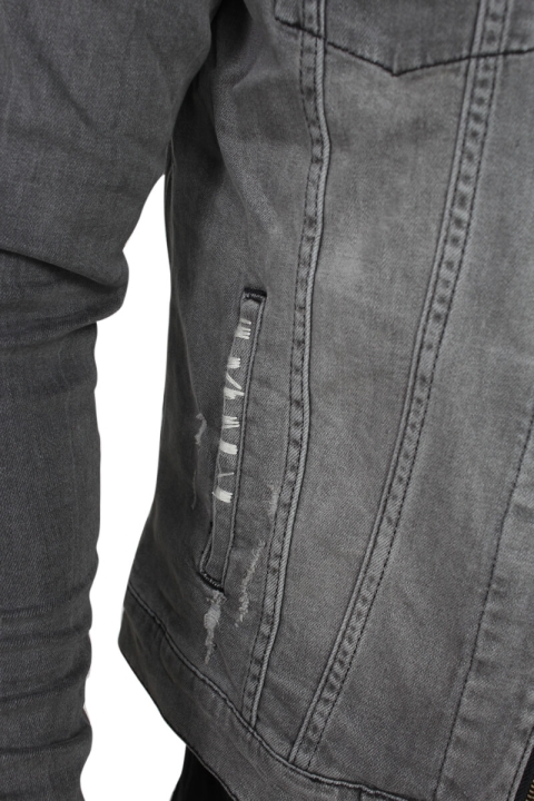 Just Junkies Barry Zip Denim Jacket Frost Grey