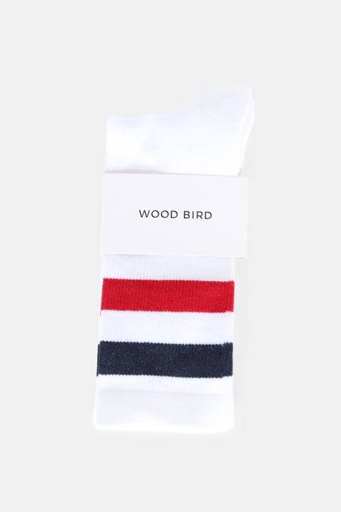 WoodBird Tennis Strømper White/Navy/Red