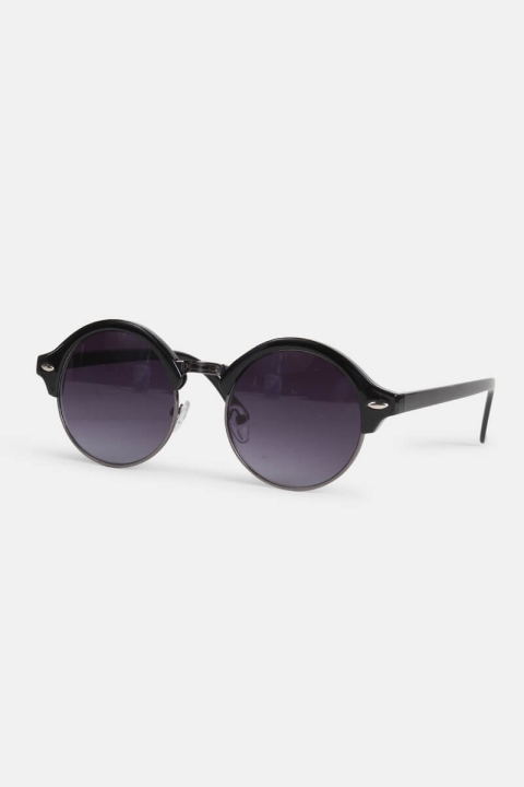 Fashion Rund Solbrille Blank Black/Gun