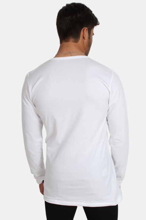 Basic Brand Placket LS T-shirt White