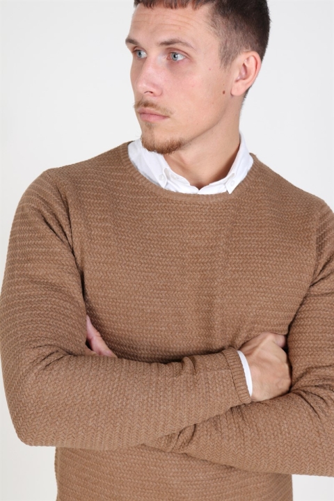 Clean Cut Aberdeen Crew Neck Knit Warm Sand Melange