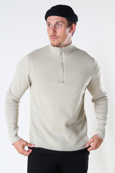 ONLY & SONS ONSLUKE LIFE HIGH NECK  ZIP KNIT Pelican