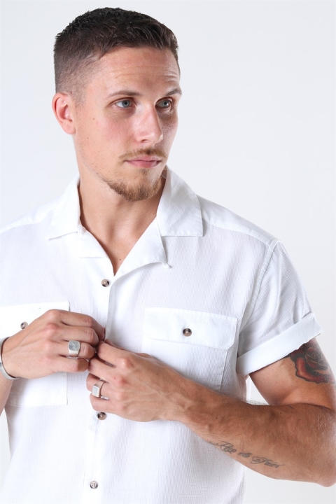 Only & Sons Andrew Waffle Shirt S/S White