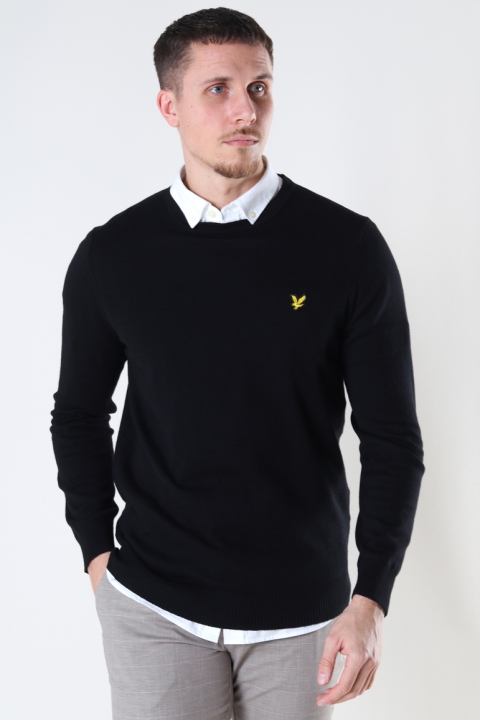 Lyle & Scott Cotton Merino Crew Jumper Jet Black