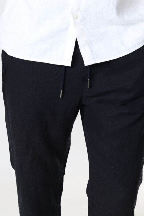 Solid TAIZ LINEN PANTS True Black