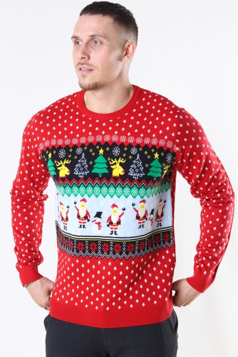 Only & Sons Xmas 7 Funny Top Strik Pompeian Red