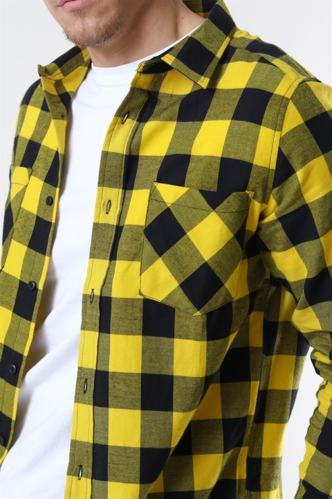 URBAN CLASSICS Checked Flanell Shirt Black/Honey