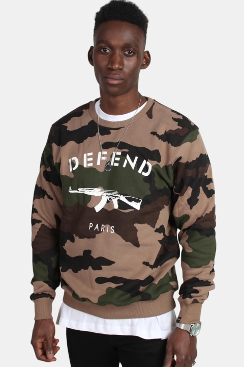 Defend Paris Crew Sweatshirts Camo Tan