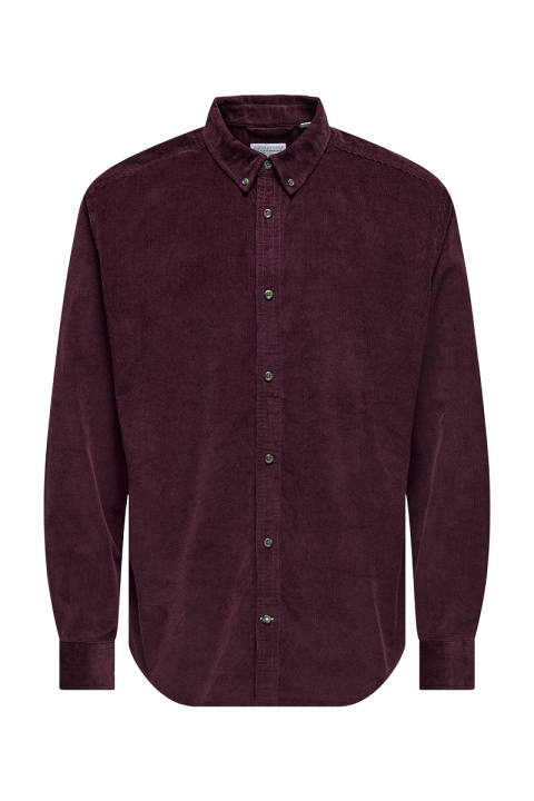 ONLY & SONS Michael Regular Fit Stretch Cord Shirt LS Port Royale