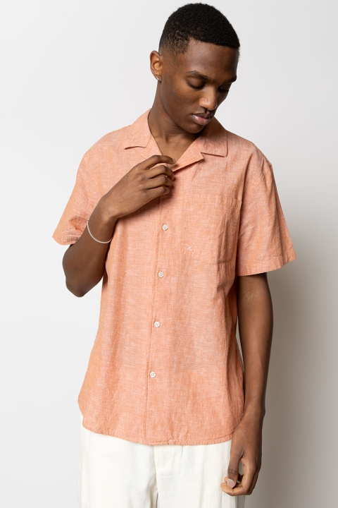 Clean Cut Copenhagen Giles Bowling Shirt S/S Orange Melange