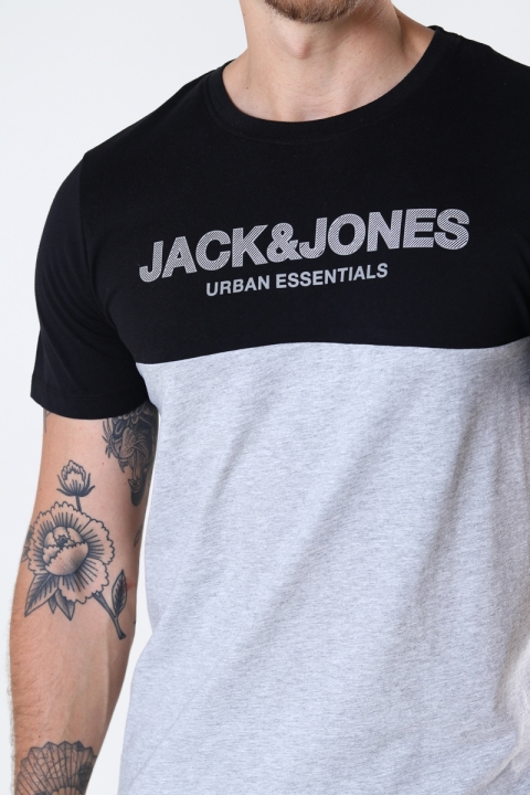 Jack & Jones JJEURBAN BLOCKING TEE SS O-NECK NOOS Black White-Griffen Print/Slim Fit