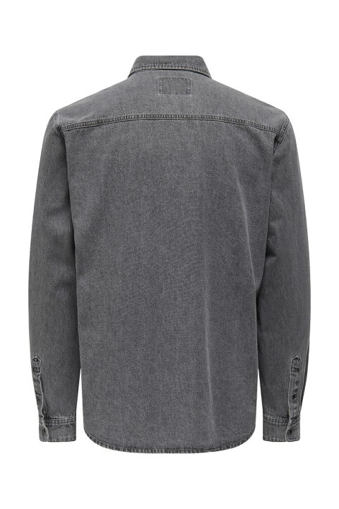 ONLY & SONS Bane Regular Fit Denim Shirt Light Grey Denim