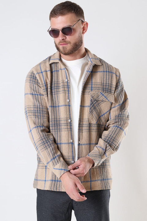 Woodbird Prize Check Shirt Camel