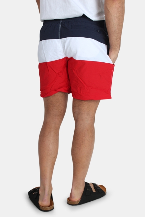 Urban Classics Color Block Badeshorts Firered/Navy/white