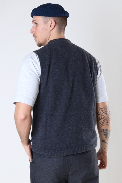 Woodbird Karl Wool Vest Dark Grey Melange