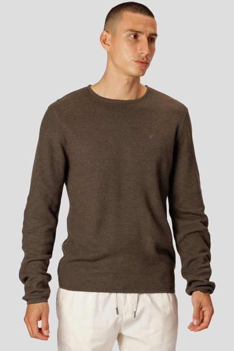 Clean Cut Copenhagen Lauritz Crew Knit Dark Brown Melange