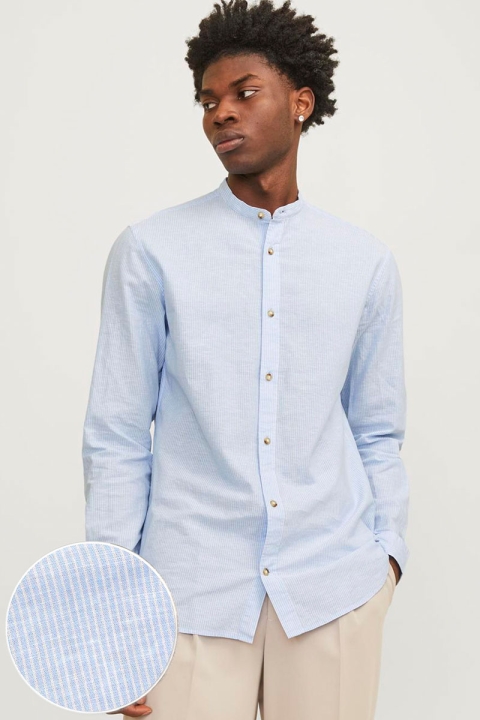 Jack & Jones Summer Band Linen Shirt LS Cashmere Blue Stripe