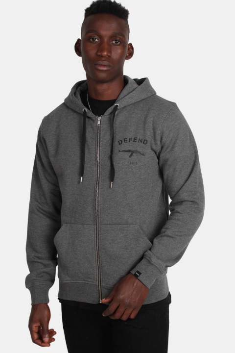 Defend Paris Hoodie Paris Zip Hood Grey