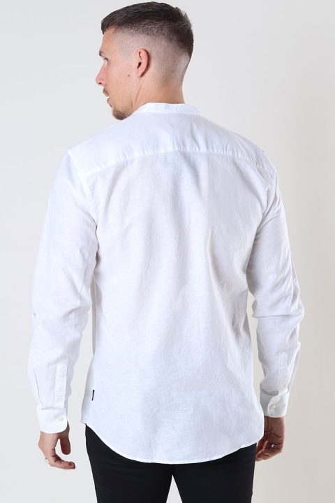 ONLY & SONS ONSCAIDEN LS SOLID LINEN MAO SHIRT NOOS White