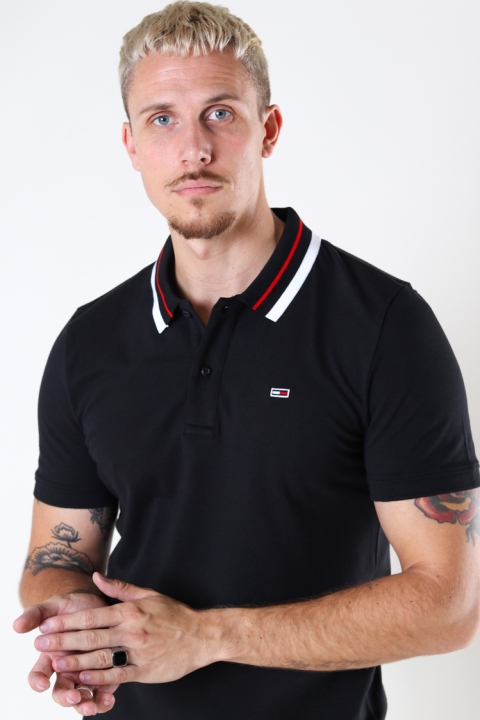 TJM CLASSICS TIPPED STRETCH POLO Black