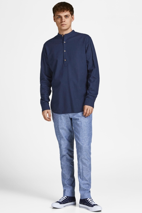 Jack & Jones JPRBLASUMMER HALF PLACKET SHIRT L/S SN Navy Blazer