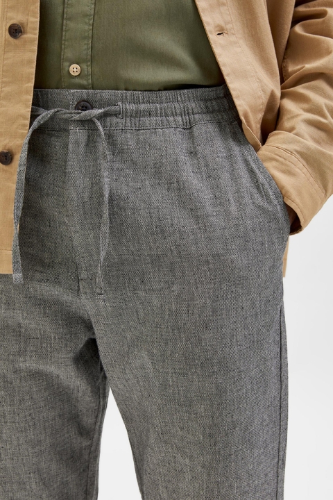 Selected SLHSLIMTAPERED-NEWTON LINEN PANTS W Black