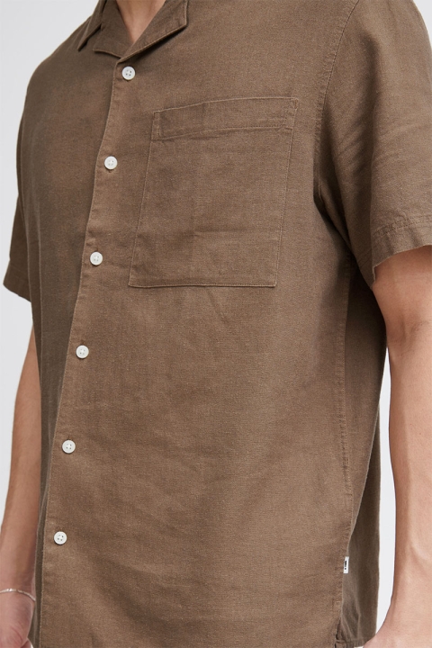 Solid Allan Cuba Linen Shirt Shitake