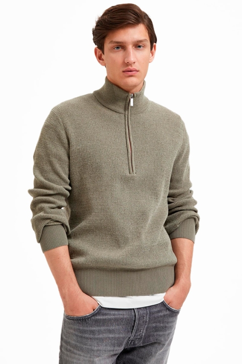 Selected SLHRODNEY LS HIGH NECK HALF ZIP W Vetiver