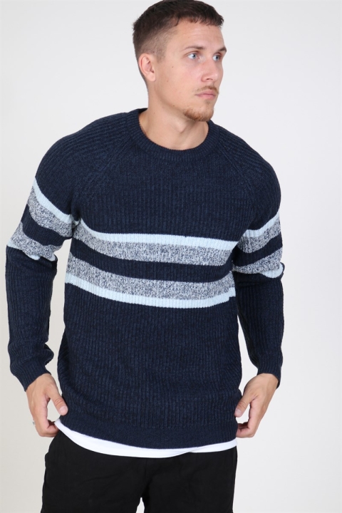 Only & Sons Cesco 5 Struc Stripe Knit Dress Blues