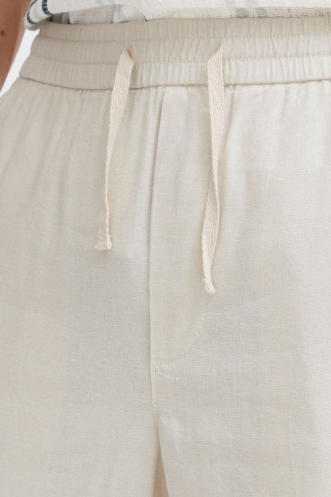 Allan Elasticated Linen Trousers Oatmeal