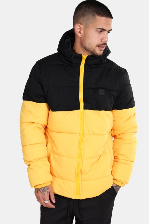 Urban Classics Hooded 2-Tone Puffer Jacket Chrome Yellow/Black