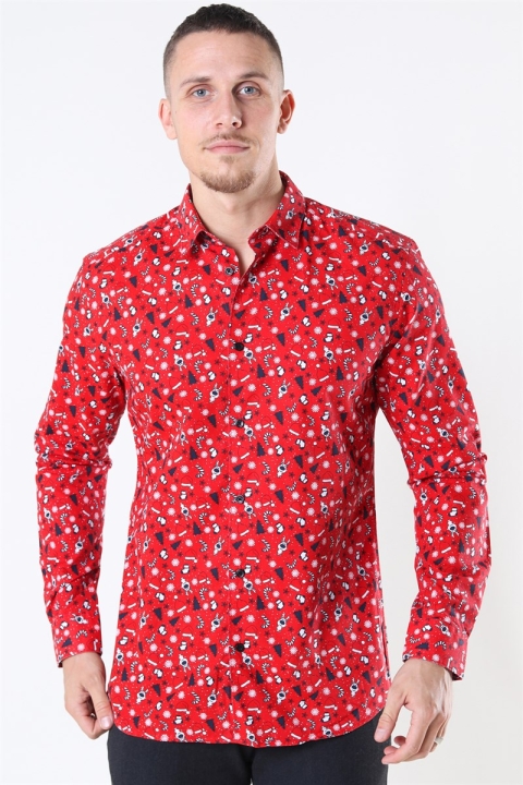 Only & Sons LS Funny Ditsy Shirt Pompeian Red