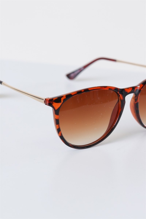 Fashion 1394 Sunglasses Brown Havana Gold Brown Gradient Lens