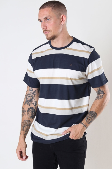 Clean Cut Copenhagen Bradley Cotton Tee Dark Navy Stripes