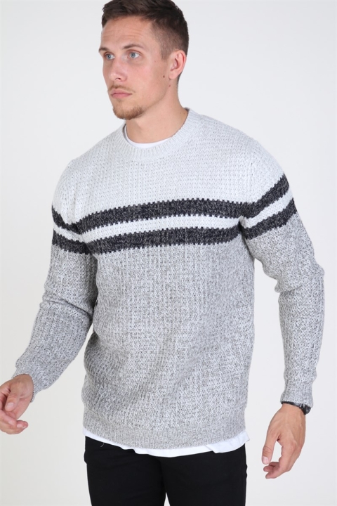 Only & Sons Lazlo Blocked Crew Neck Knit Cloud Dancer